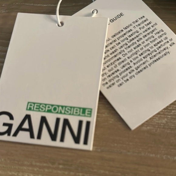 GANNI Green Ruched Silk Mini Dress NWT | Size 4 | Vacation & Y2K Vibes - Picture 4 of 4